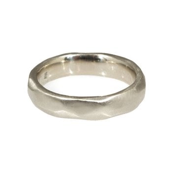 4mm Wide Facets Band in 14k White Gold