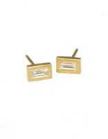 Tiny Baguette Post Earrings in 18k Yellow Gold