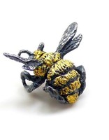 Bumble Bee Lapel Pin in Silver and 23k Gold Leaf