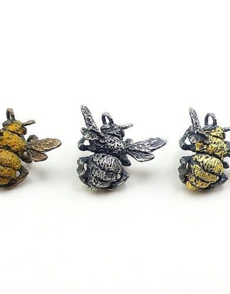 Bumble Bee Lapel Pin in Silver and 23k Gold Leaf