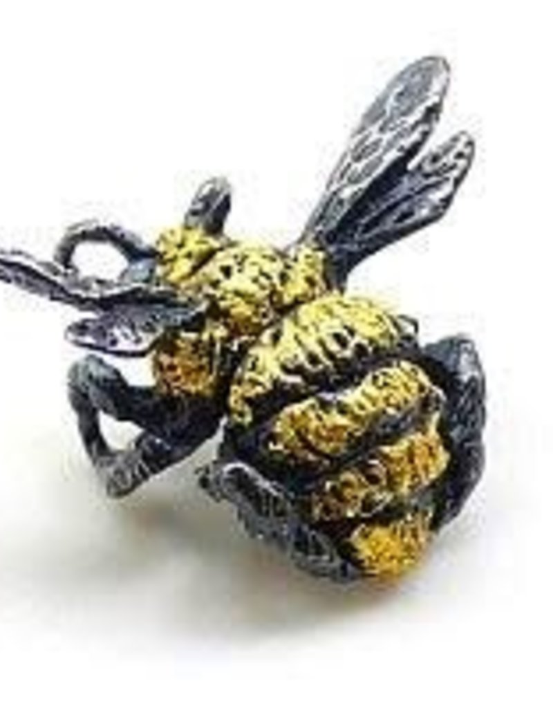 Bumble Bee Lapel Pin in Silver and 23k Gold Leaf