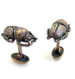 Scarab Beetle Cuff Links in Bronze
