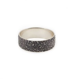 Wide Sand Band in Oxidized Silver