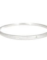 Sand Textured Tapered Bangle with 1.8mm White Diamond