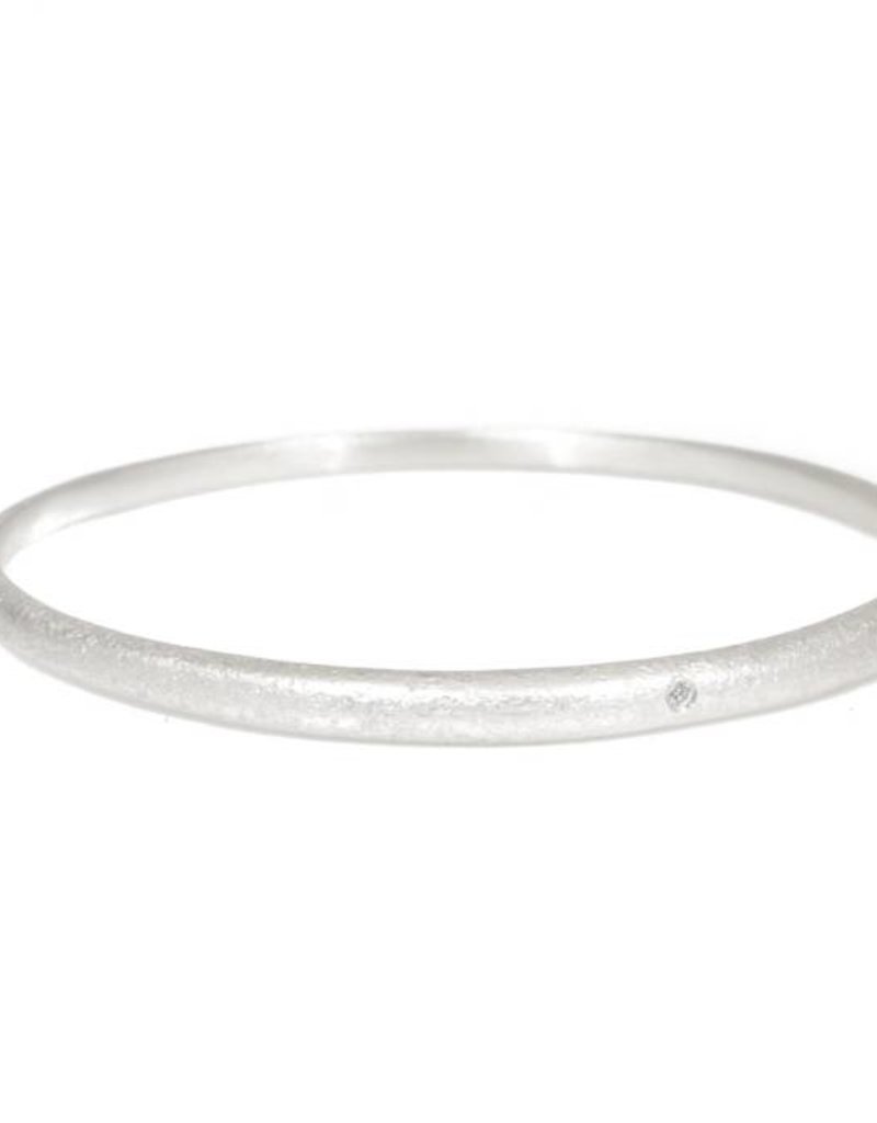 Sand Textured Tapered Bangle with 1.8mm White Diamond