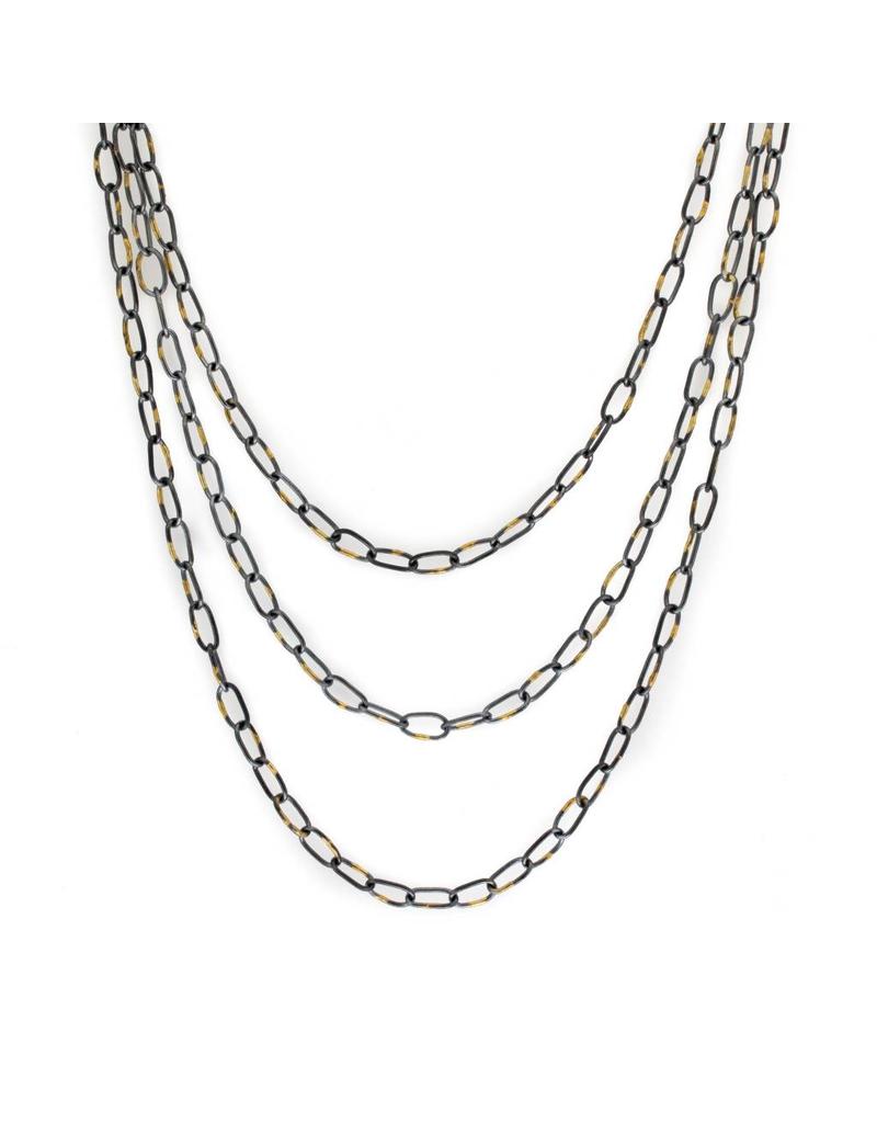 Organic Chain in Oxidized Silver and 18k Gold - 24"