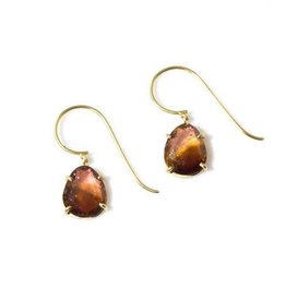 Prong Set Organic Tourmaline Drop Earrings in 18k Yellow Gold