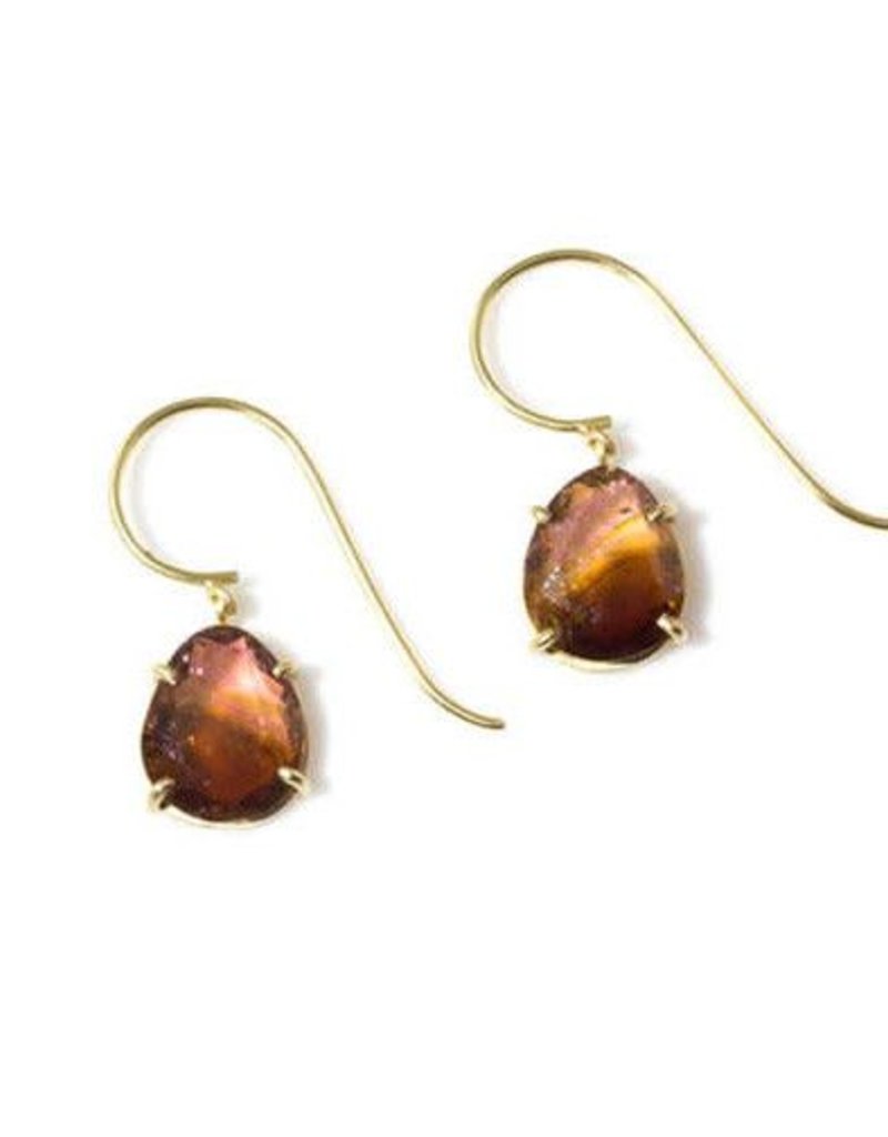 Prong Set Organic Tourmaline Drop Earrings in 18k Yellow Gold