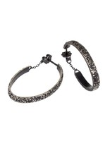 Oval Sand Hoop Earrings in Oxidized Silver