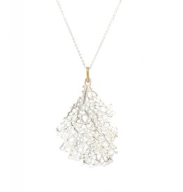 Koraru Medium Coral Pendant in Silver with 18k Gold & Handmade Chain