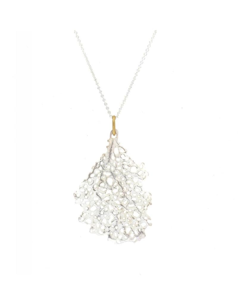 Koraru Medium Coral Pendant in Silver with 18k Bail and Silver Handmade Higashi  Chain