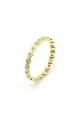 Flat Beaded Eternity Band with Diamonds in 18k Yellow Gold