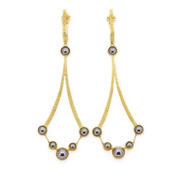 Ball Bearing Chandelier Earrings in 18k and 22k Gold