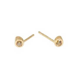 Angled Tube & Yellow Sapphire Post Earrings in 18k Yellow Gold