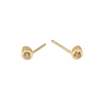 Angled Tube & Yellow Sapphire Post Earrings in 18k Yellow Gold