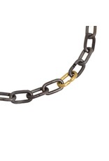Heavy Chain Necklace in Grey Steel and 18k Yellow Gold