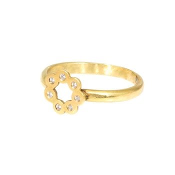 Flower Ring in 18k Yellow Gold with Diamonds