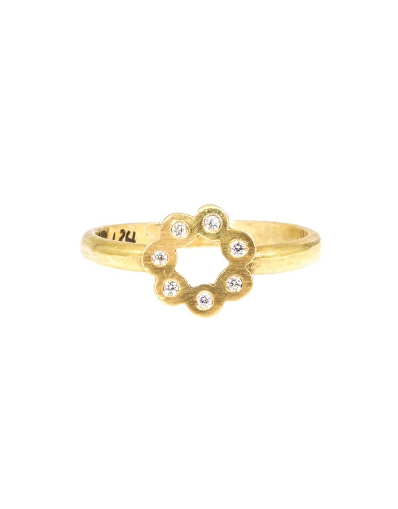 Flower Ring in 18k Yellow Gold with Diamonds