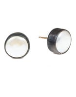 Medium Biwa Post Earrings in Oxidized Silver