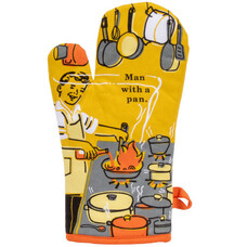 Man with a Pan Oven Mitt