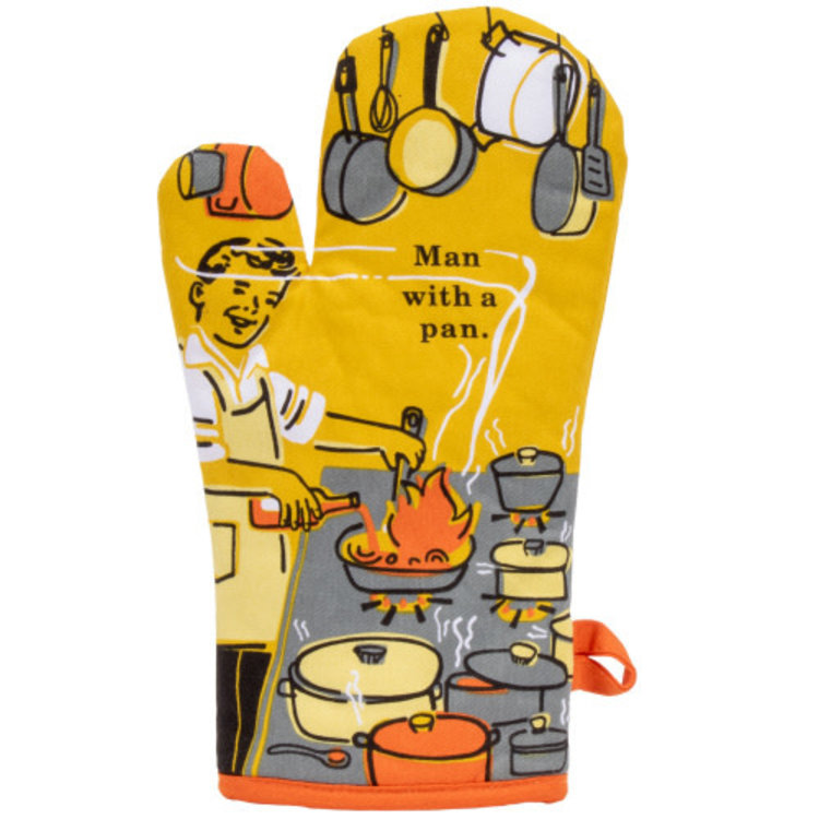 Man with a Pan Oven Mitt