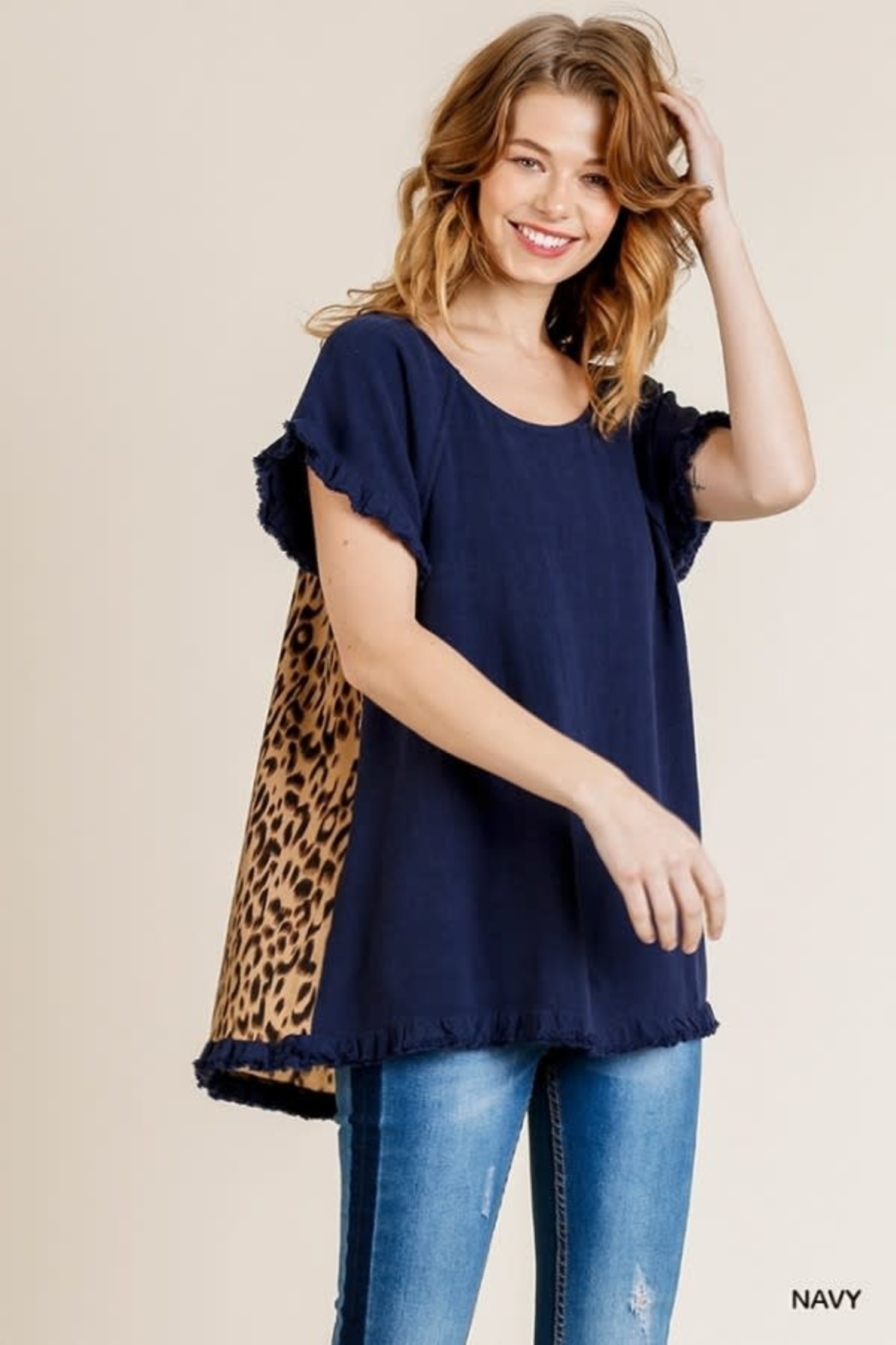 umgee ruffle sleeve top