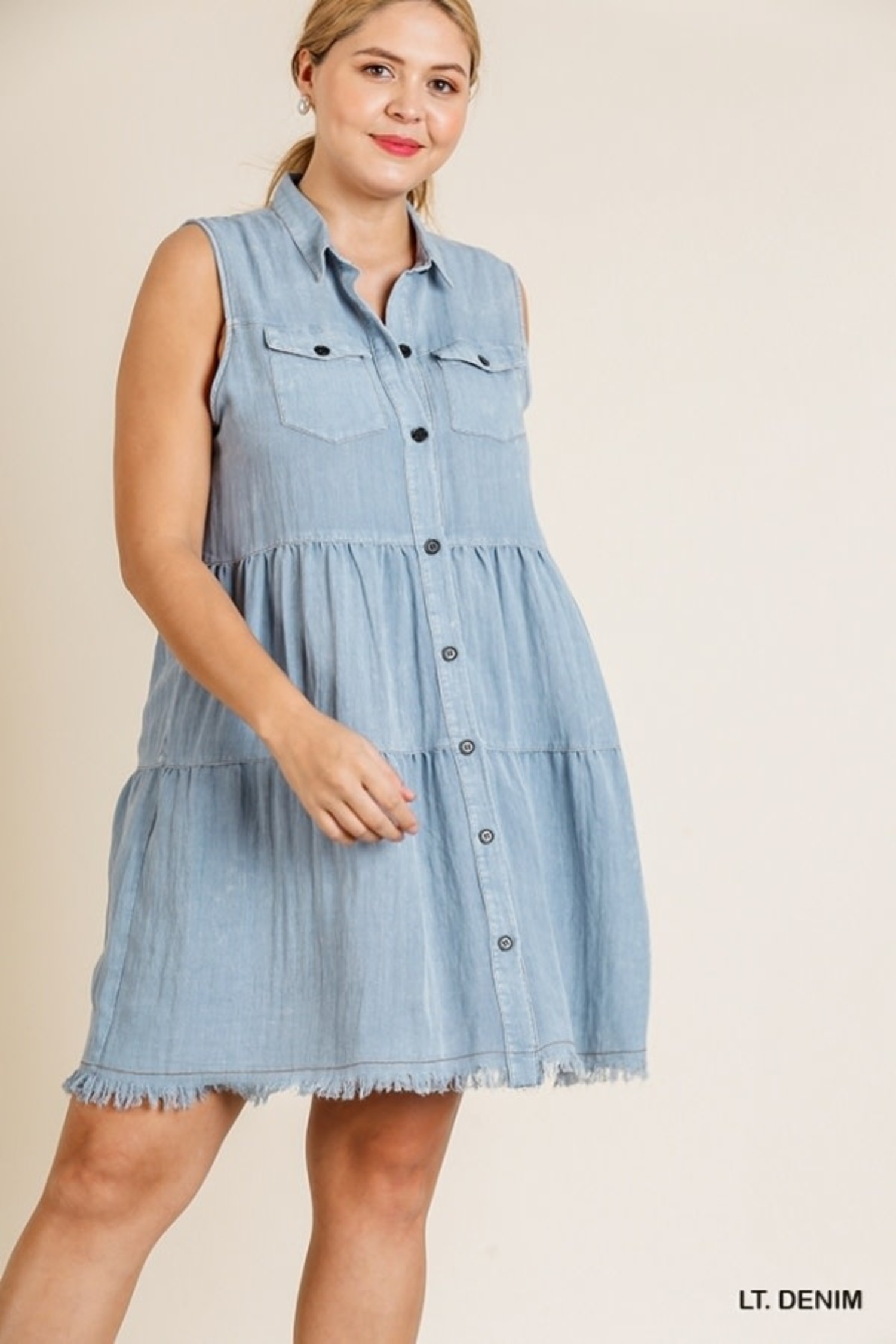 Umgee Sleeveless Lt. Denim Dress 