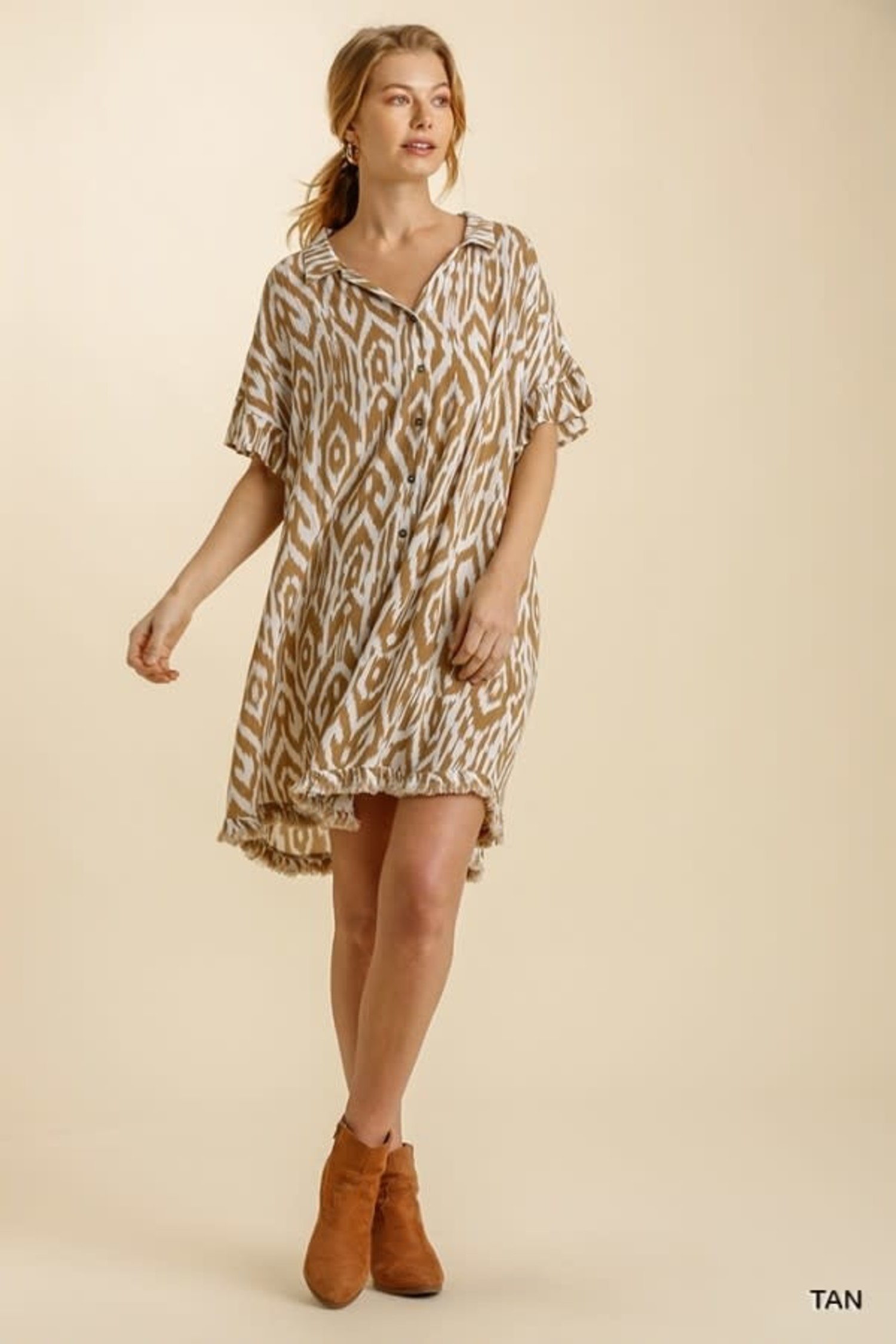 Umgee Umgee Ikat Print Shirt Dress 2X - Sassy Lassie