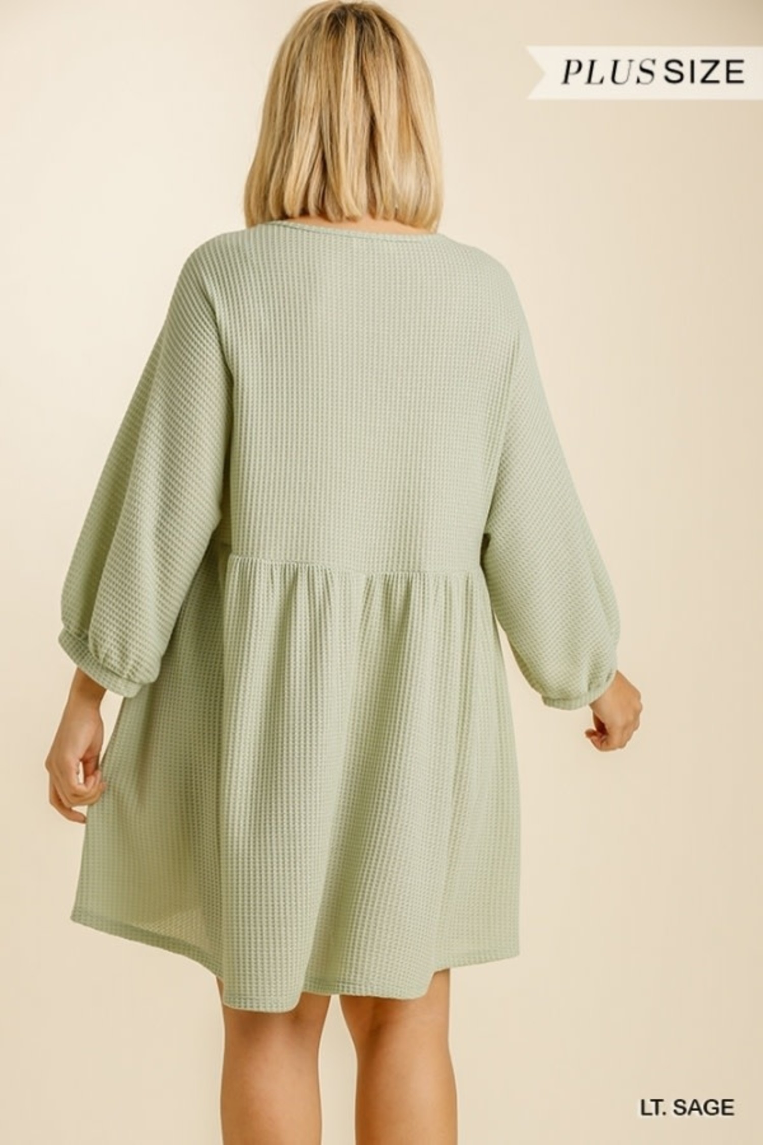 Umgee Waffle Knit V Neck Dress - Sassy 