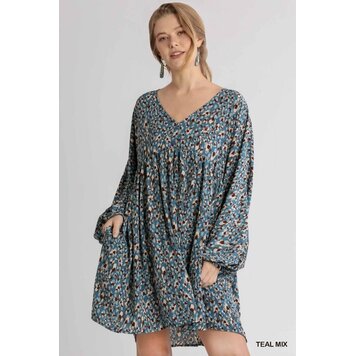 Umgee Long Puff Sleeve Dress