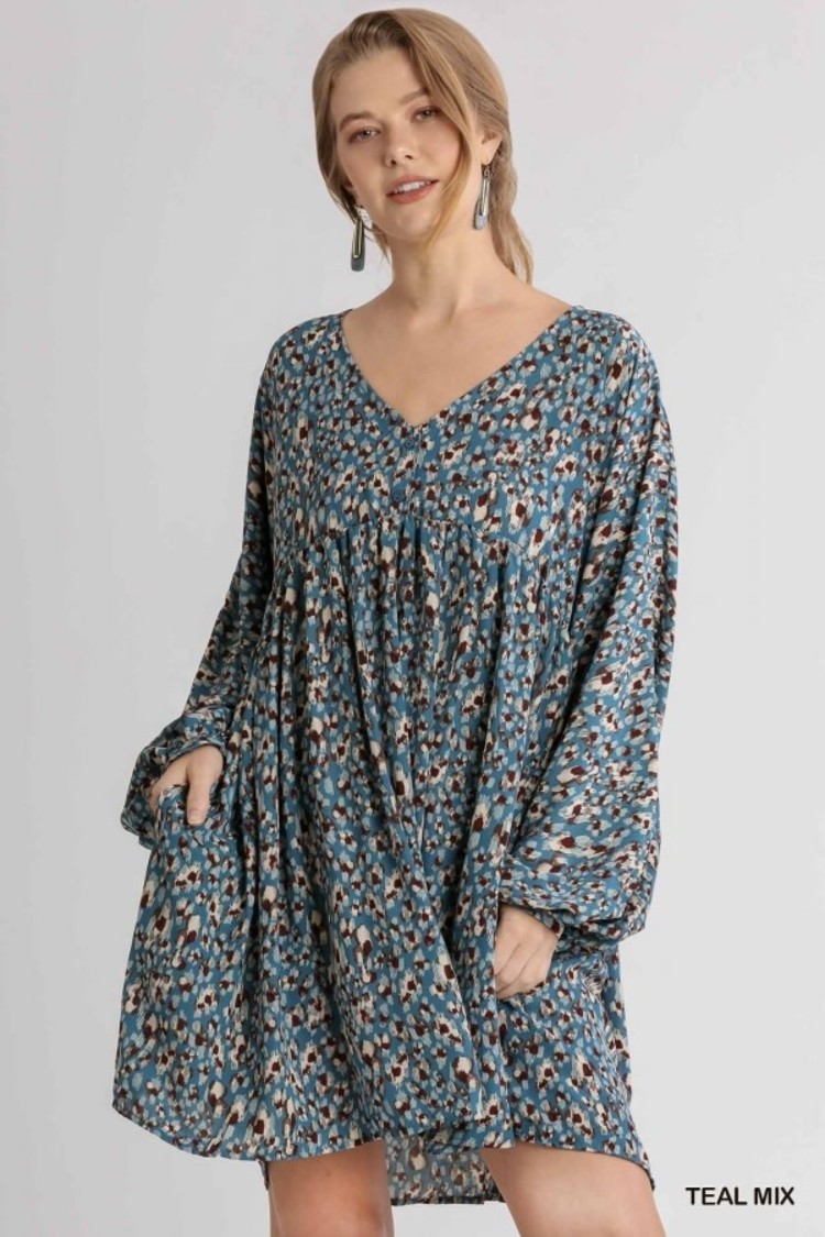 Umgee Long Puff Sleeve Dress