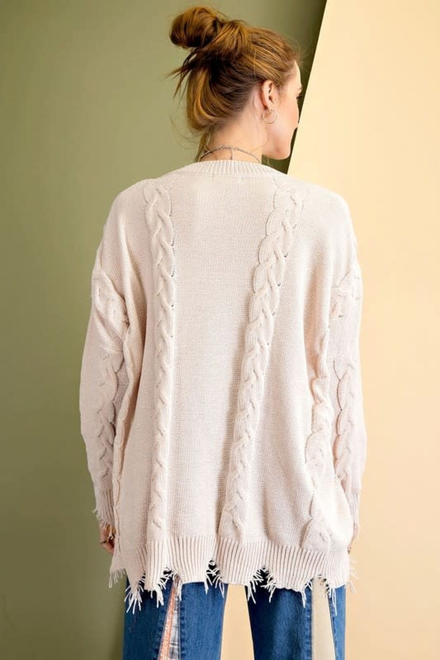 solid cable knit sweater
