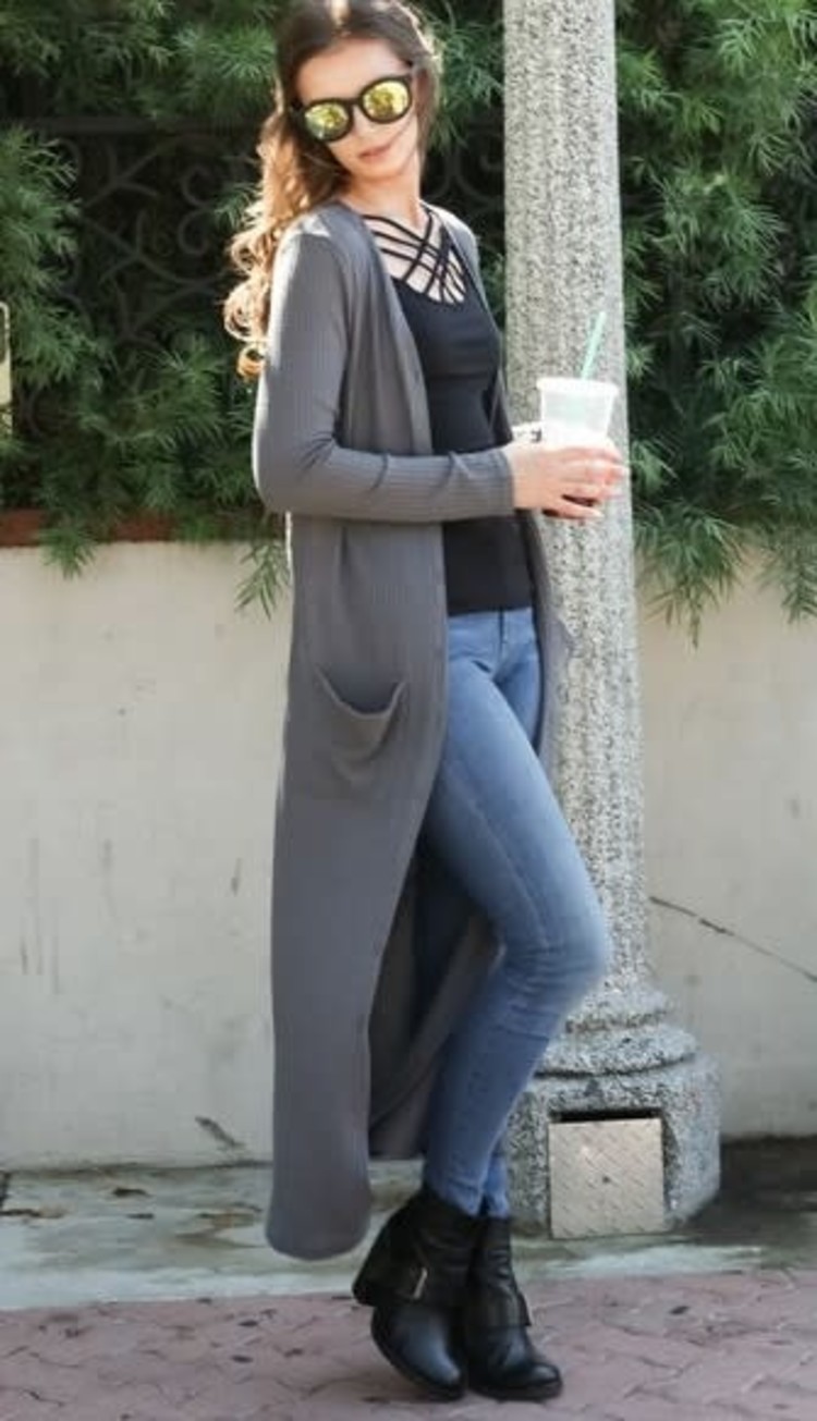 Waffle Sweater Knit Duster