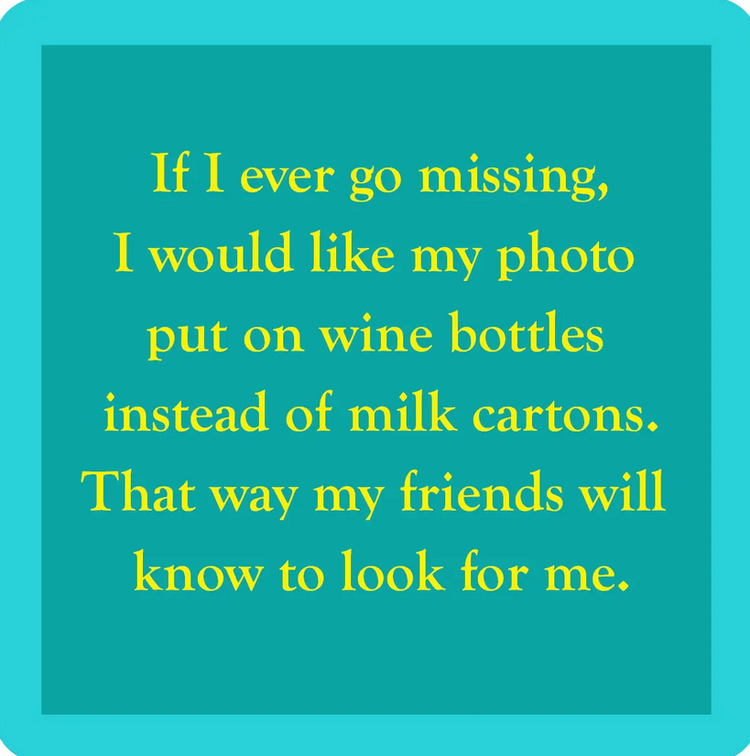 Drinks on Me Photo on Wine Bottle Coaster