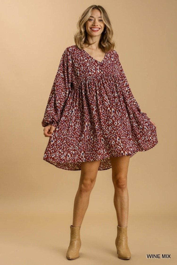 Umgee Long Puff Sleeve Dress