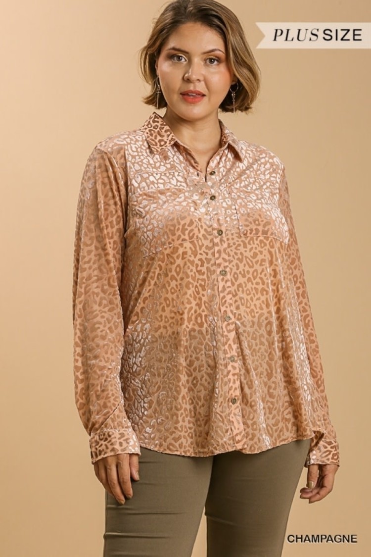 Umgee Velvet Button-Up Top