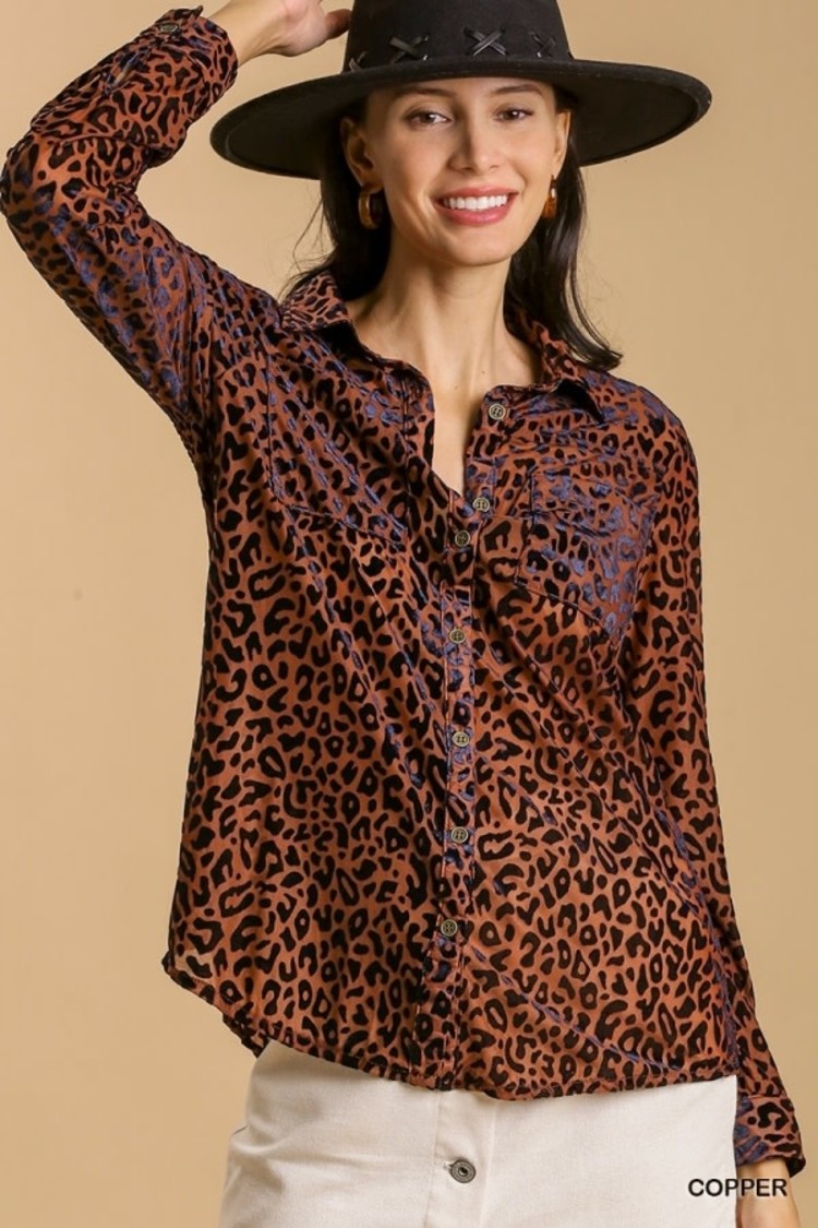 Umgee Velvet Button-Up Top