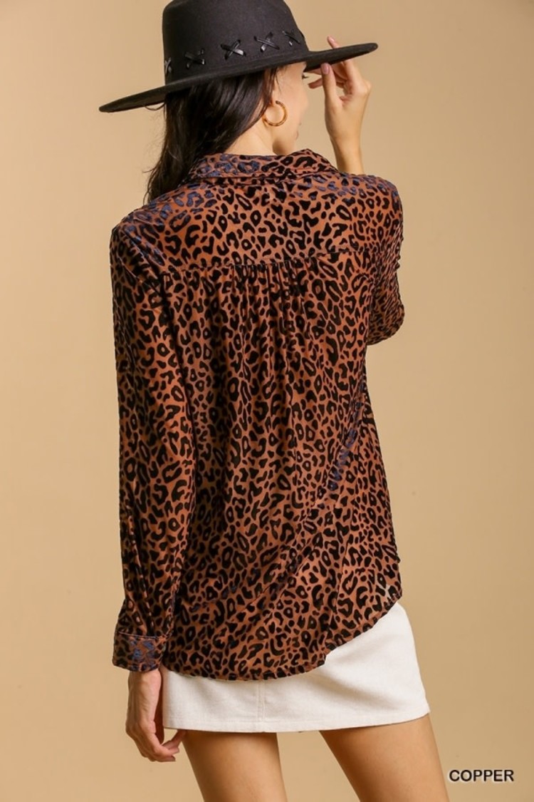 Umgee Velvet Button-Up Top