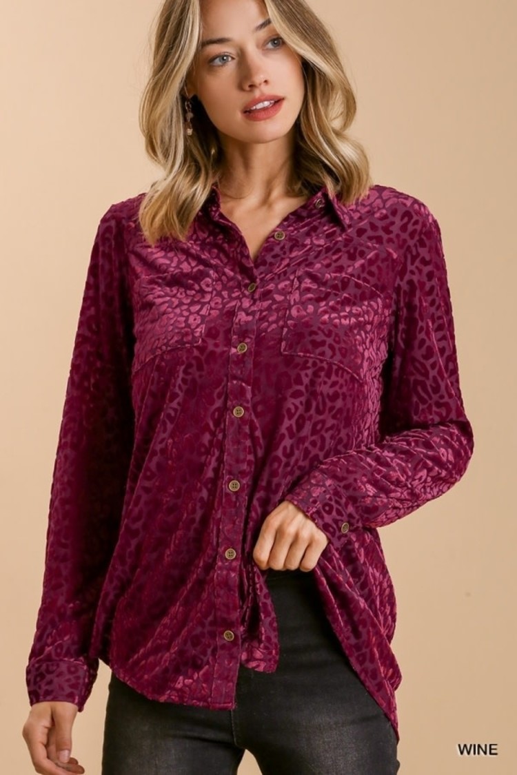 Umgee Velvet Button-Up Top