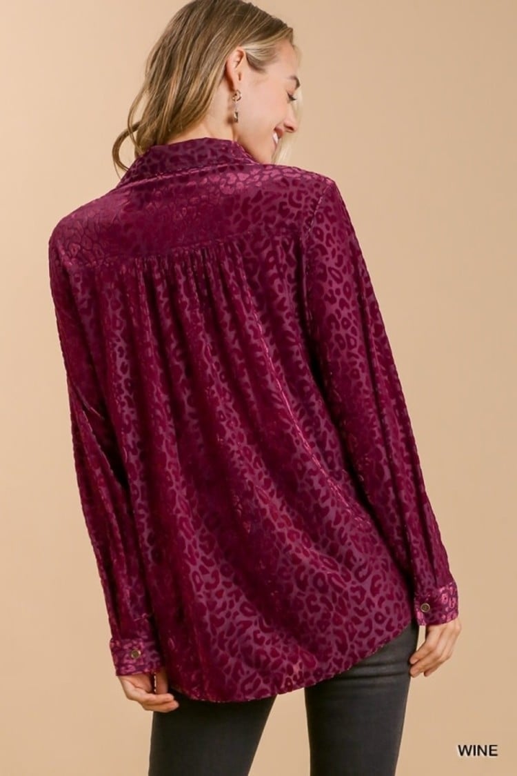 Umgee Velvet Button-Up Top