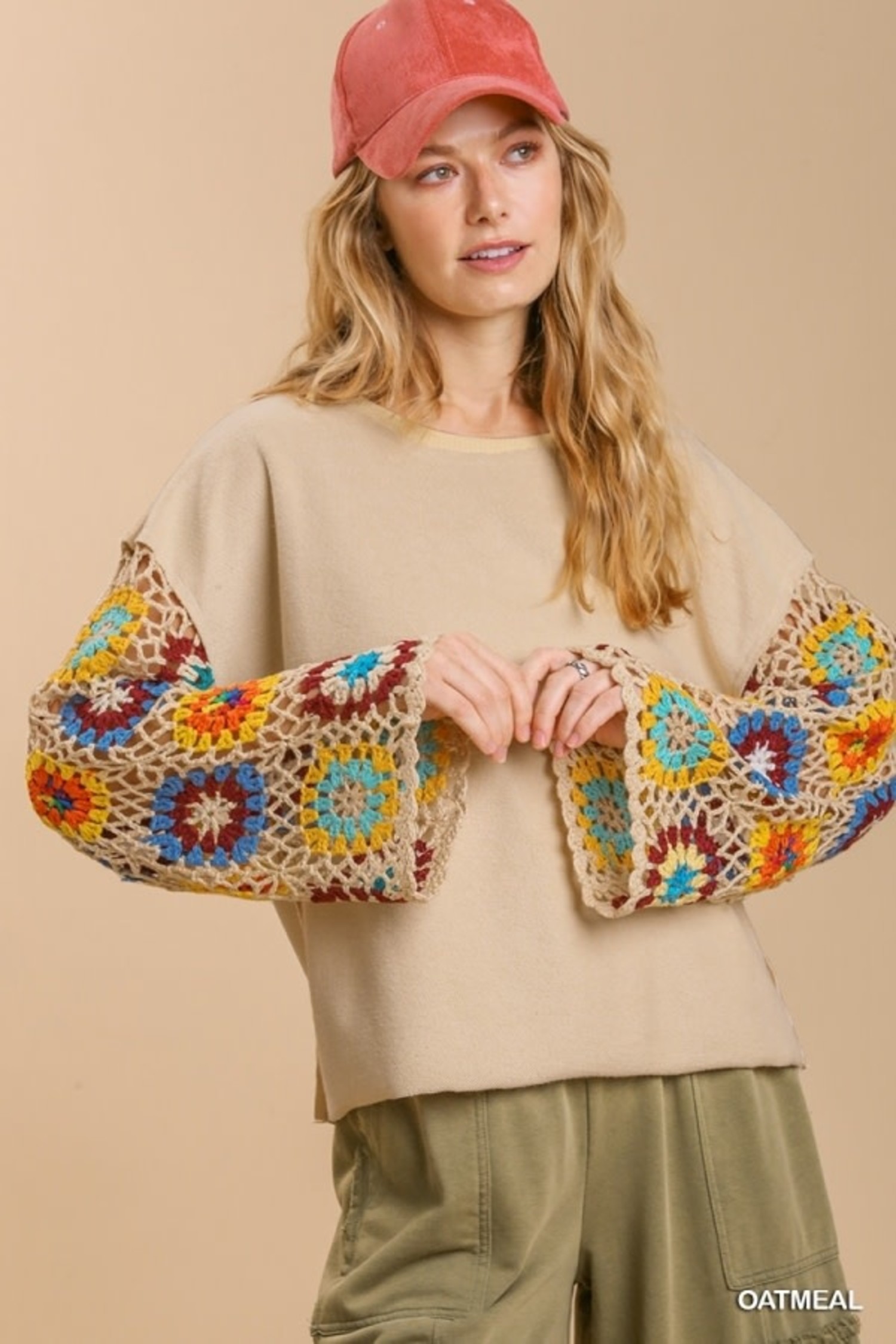 Umgee Umgee Crochet Long Sleeve Top