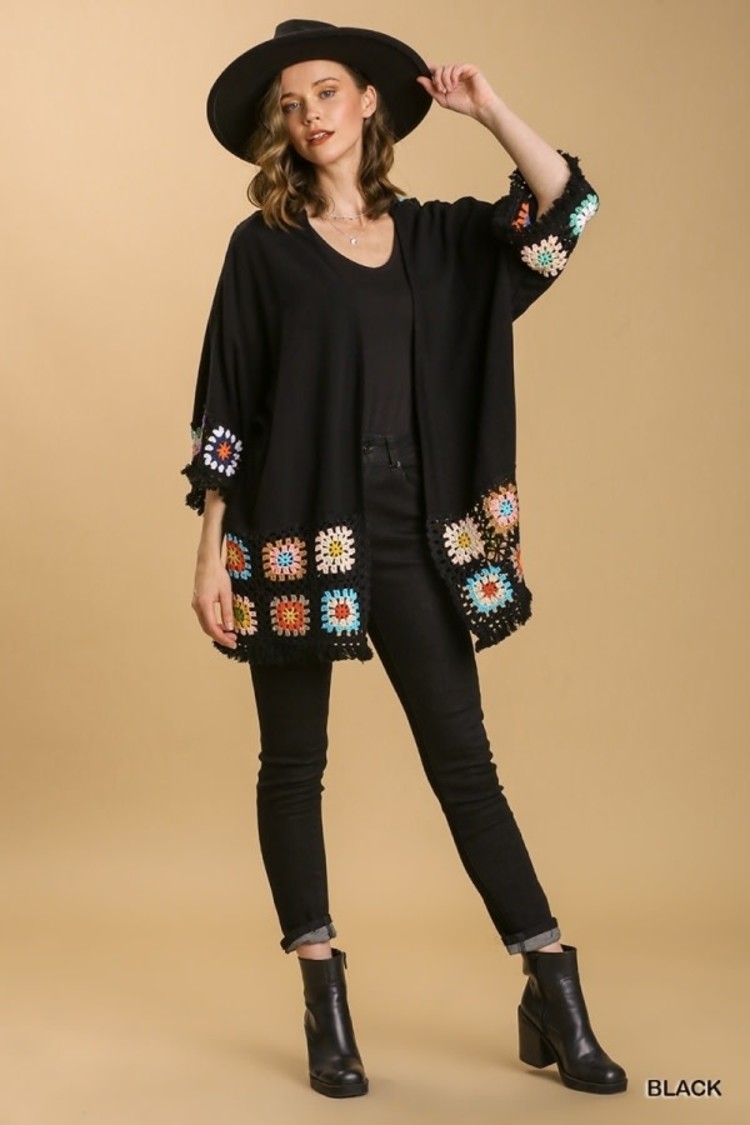 Umgee Crochet Long Sleeve Kimono