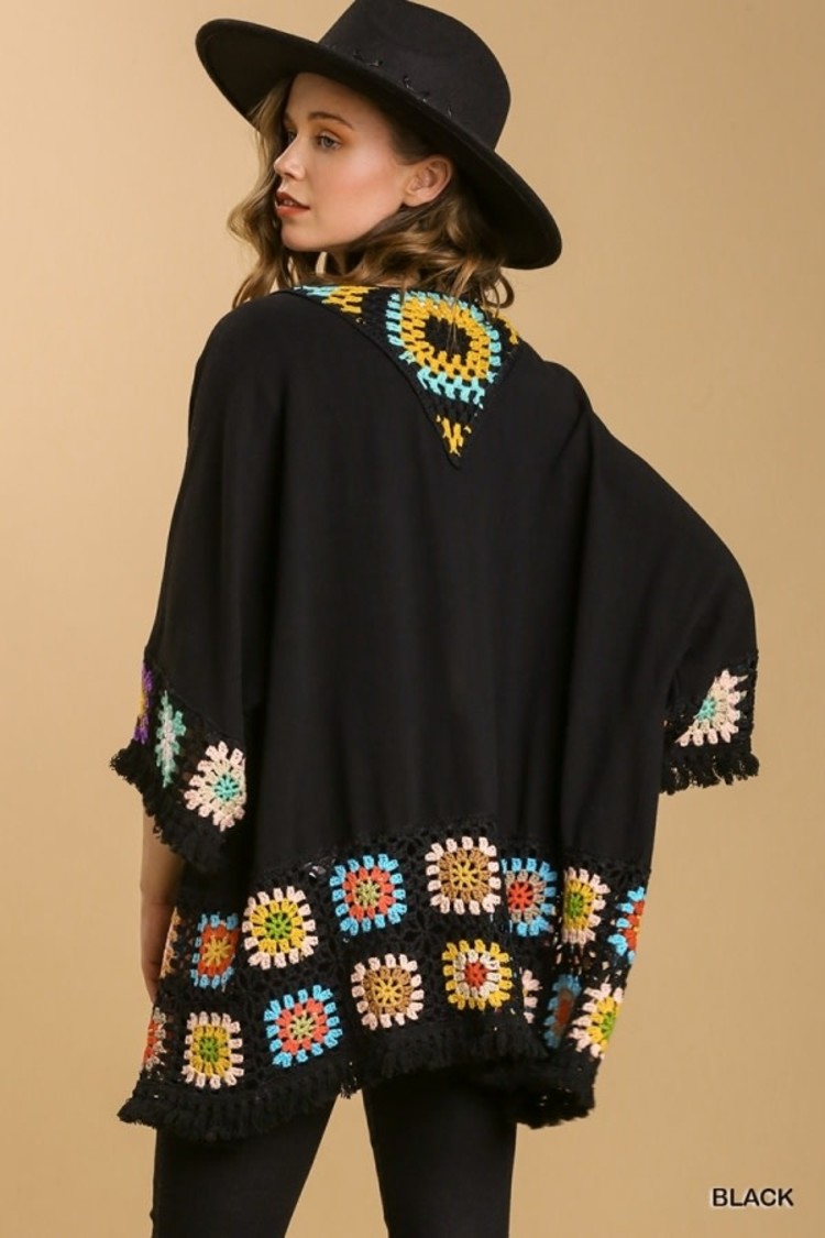 Umgee Crochet Long Sleeve Kimono