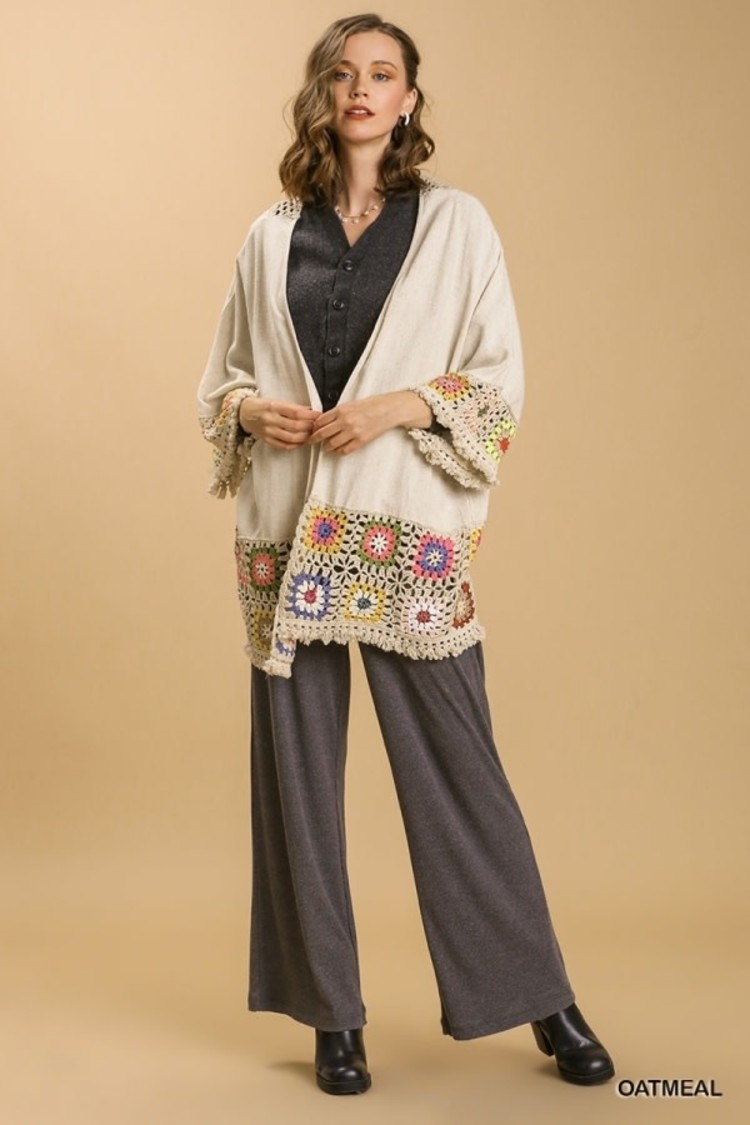 Umgee Crochet Long Sleeve Kimono