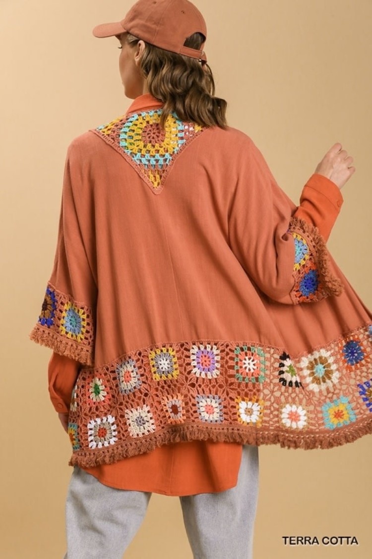 Umgee Crochet Long Sleeve Kimono