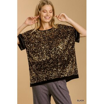Umgee Velvet Sequin Top