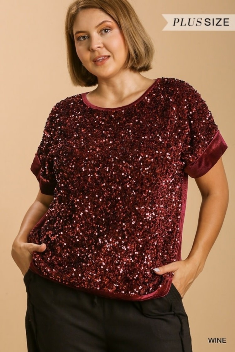 Umgee Velvet Sequin Top