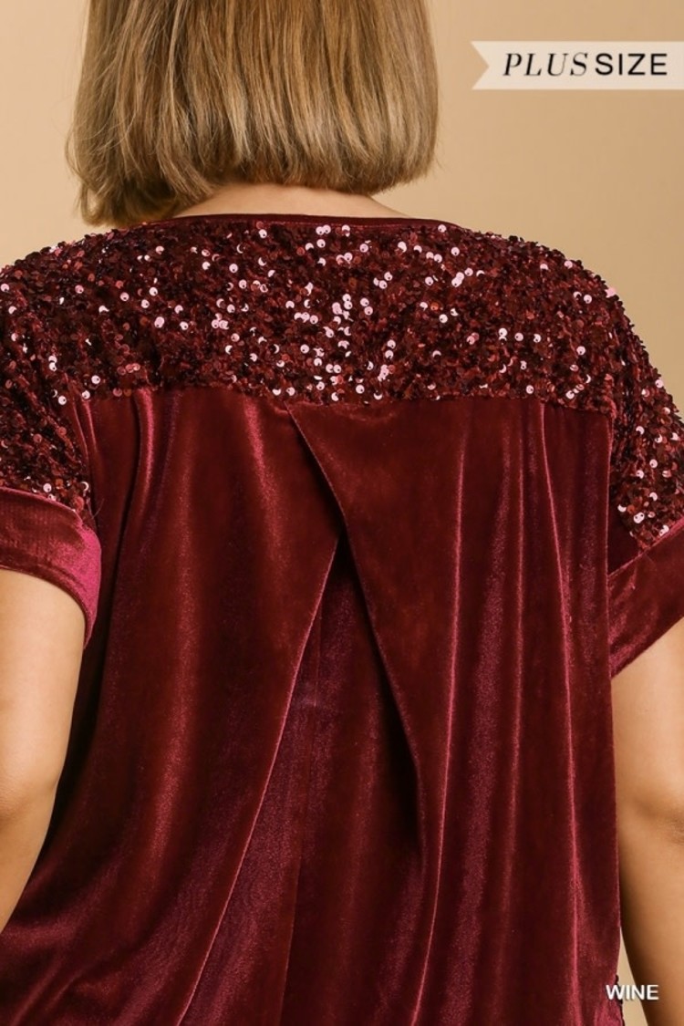 Umgee Velvet Sequin Top