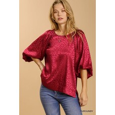 Umgee Satin Puff Sleeve Top