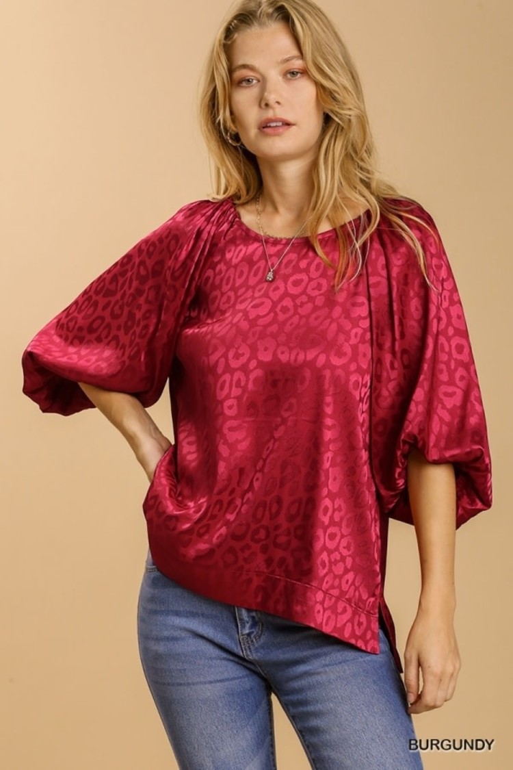 Umgee Satin Puff Sleeve Top